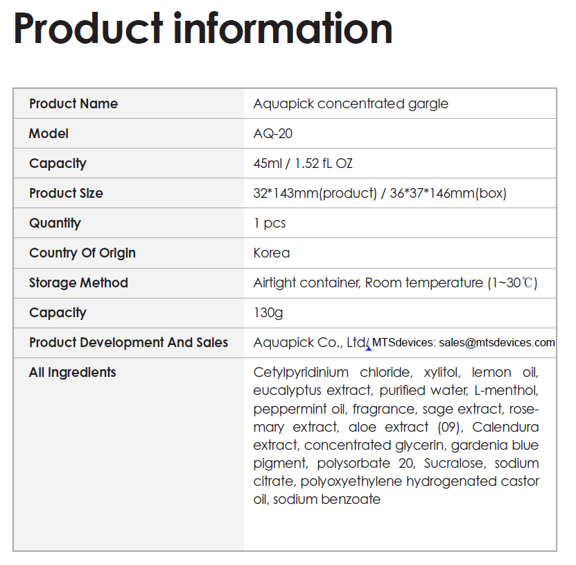 AQ-20 AQUAPICK CONCENTRATED GARGLE