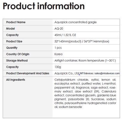 AQ-20 AQUAPICK CONCENTRATED GARGLE