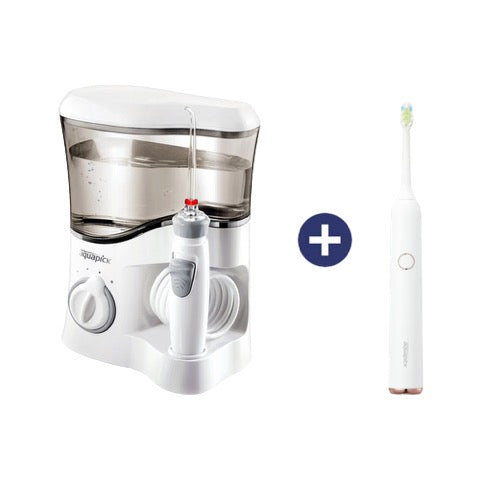 Ensemble ultime de soins bucco-dentaires : hydropulseur haut de gamme AQ-350 + brosse à dents électrique sonique AQ-102